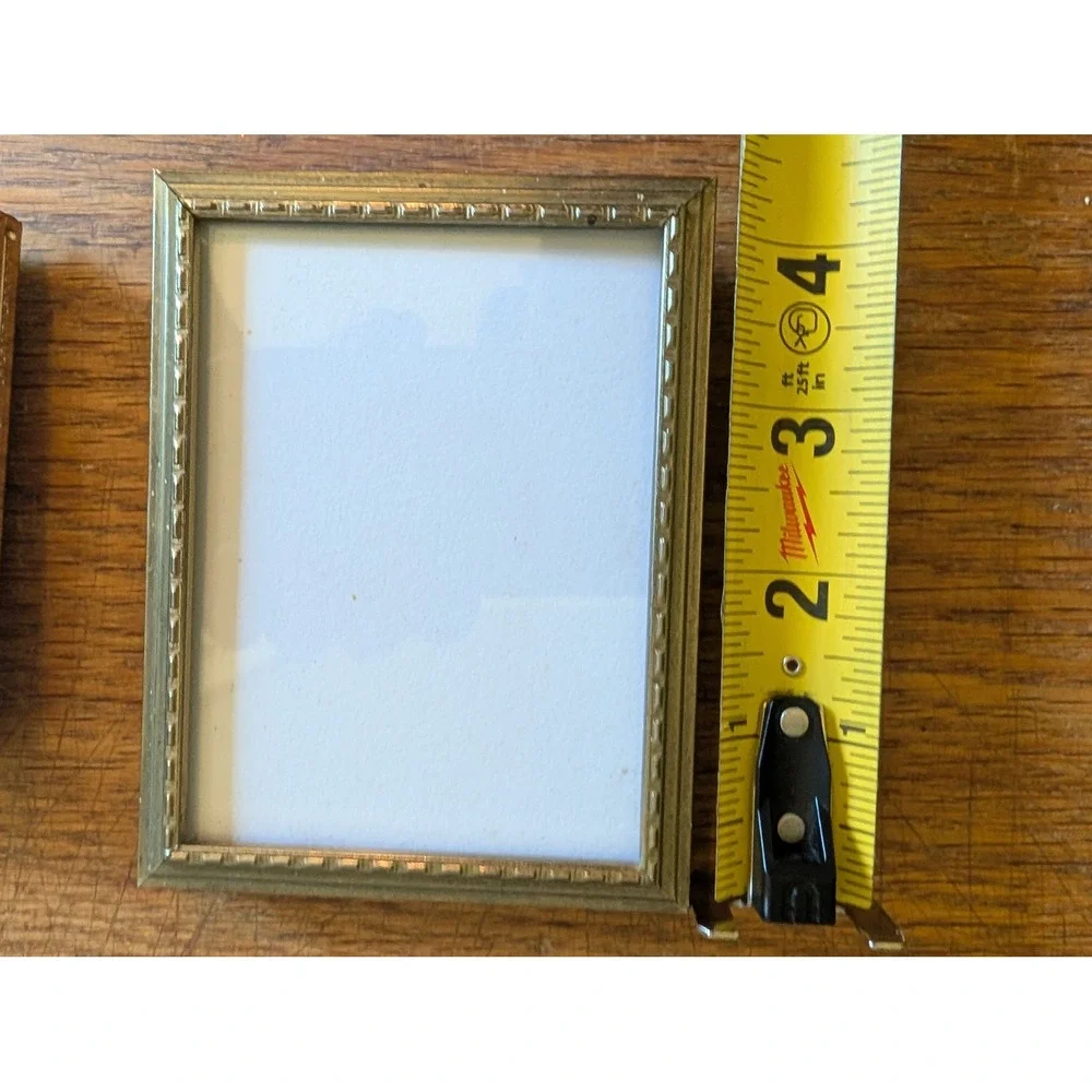 Vintage Miniature Gold Picture Frame Set Ornate Beaded Filigree Sm 3pc Lot *READ